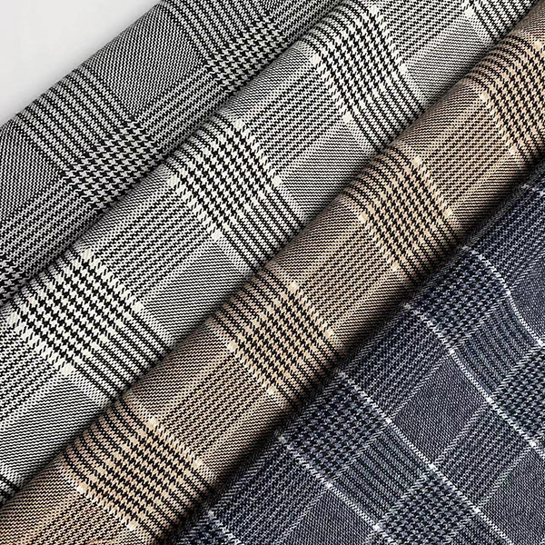 Hot sale tr polyester rayon thick spandex blending checks fancy suiting fabric YA8290 (2)