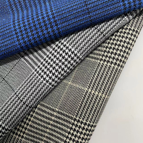 Hot sale tr polyester rayon thick spandex blending checks fancy suiting fabric YA8290 (4)